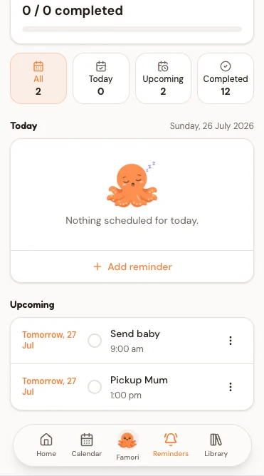 Famori Tomorrow screen